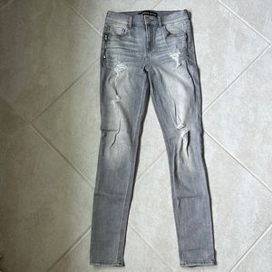 Express grey distressed high rise legging jeans